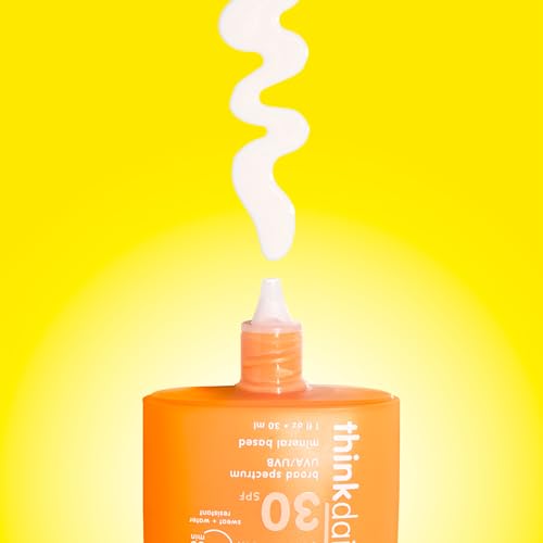 Thinkdaily Everyday Sun Serum SPF 30, Mineral Sunscreen for Face, 1 Fl Oz