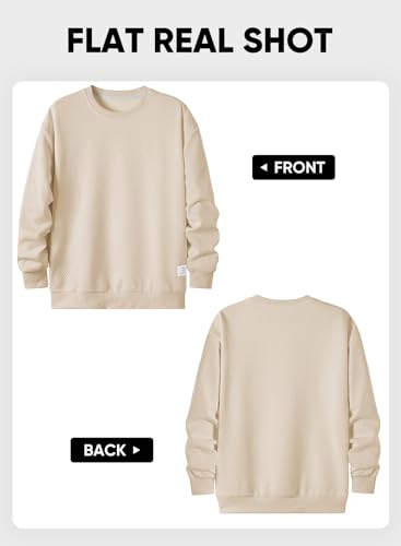 JMIERR Men's Crewneck Sweatshirt Casual Long Sleeve Geometric Texture Sweatshirts Fashion Fall Winter Pullover Shirts, US46(XL), 01 Beige