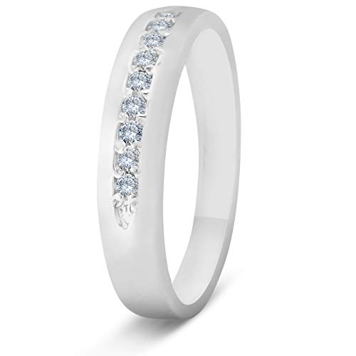 P3 POMPEII3 Pompeii Mens 1/4ct Diamond Wedding Ring 10k White Gold Anniversary Band - Size 10