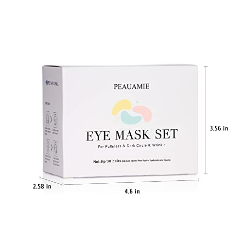 PEAUAMIE Under Eye Patches Gold and Hyaluronic Acid for puffy eyes,Rose Eye Masks for Dark Circles and Puffiness skin care Smooth Wrinkles products 30 Pairs
