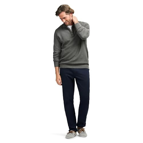 Izod Men's Luxury Classics Quarter Zip Sweater, Carbon Heather Honeycomb, Small