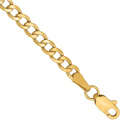 IceCarats 14K Yellow Gold 3.35mm Curb Chain Link Bracelet Anklet, 10 inch