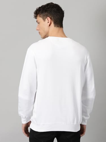 Klizzer Luxury Sweat Shirts, Men - Ultra Soft Men’s Fleece Pullover - 100% Cotton Sweatshirts - Warm Regular Fit - Plain Crewneck Top for Adults (White, L)