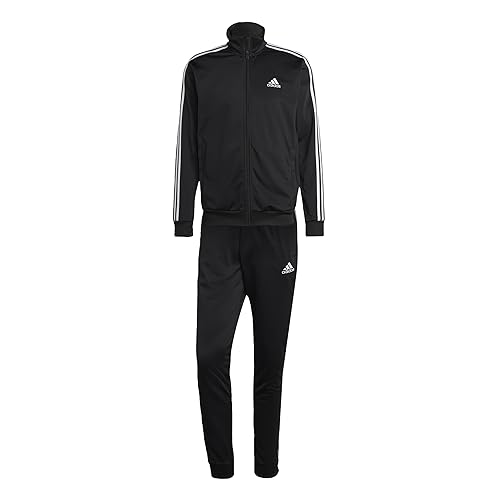adidas Men's Sportswear Basic 3-stripes Tricot Track Suit, Black, Medium
