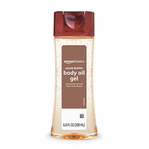 Amazon Basics Body Oil Gel with Cocoa Butter for Very Dry Skin, 6.8 Fl Oz, 4-Pack (Previously Solimo)
