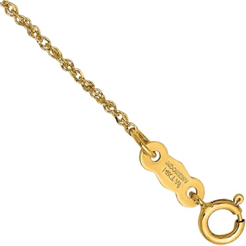 IceCarats 14K Solid Yellow Gold 1.1mm Dainty Rope Chain Bracelet, 5.5 inch