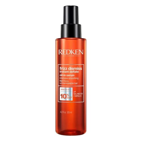 Redken Frizz Dismiss Instant Deflate Oil Serum – For Frizzy Hair, 4.2 Fl Oz