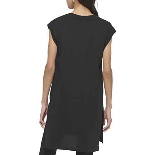 DKNY SPORTSWEAR womens Cap Sleeve Logo T-shirt T Shirt, Black/White, Large US