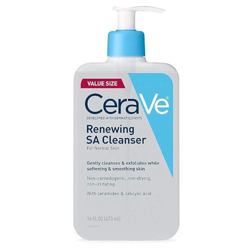 CeraVe Renewing Salicylic Acid Cleanser, BHA Exfoliating Face Wash, 16oz