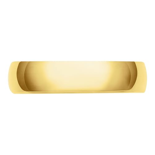 Brilliant Expressions 4MM Solid Gold Men's Wedding Band - Lightweight Wedding Ring for Men; 14K Yellow Gold Jewelry; Plain Mens Wedding Band; Comfortable Classic Gold Rings for Men, Size 10