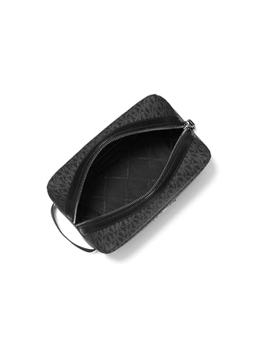 Michael Kors Hudson Toiletry Kit, Shiny Rhodium Hardware/Black