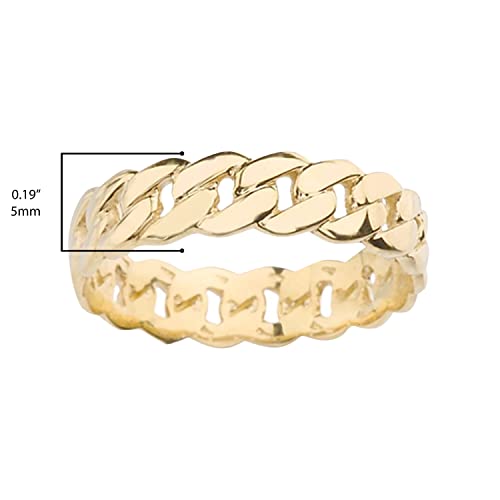 10K Yellow Gold 5mm Wide Men s Cuban Link Chain Eternity Band Ring - Size 10.5