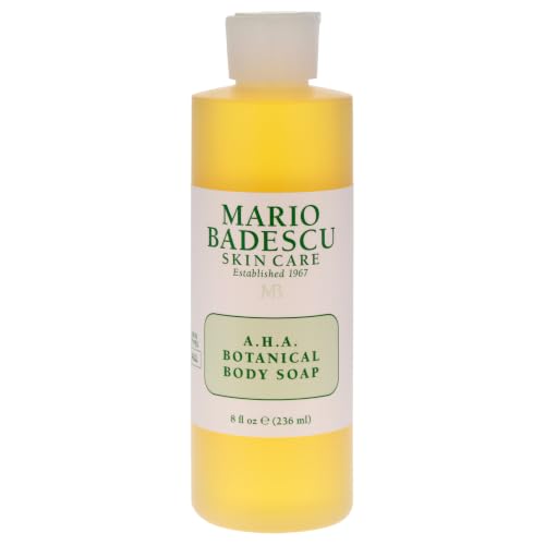 Mario Badescu AHA Botanical Body Wash Moisturizing, Clarifying and Gentle Exfoliating Wash for Brighter, Softer and Smoother Skin, Body Soap Infused with Glycolic Acid & Fruit Enzymes, 8 Fl Oz