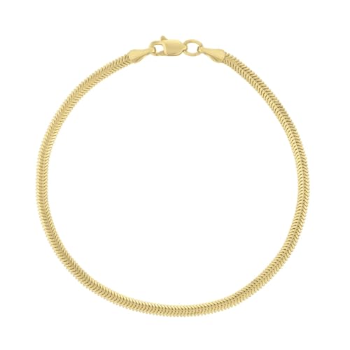 Floreo 14k Yellow Gold 2.6mm Oval Snake Chain Bracelet 7 Inch