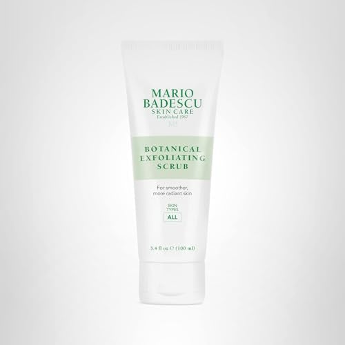 Mario Badescu Botanical Exfoliating Scrub for All Skin Types, Face Scrub with Ivory Palm Seeds & Green Tea Extract, Gentle Exfoliating Face Wash, 3.4 Fl Oz