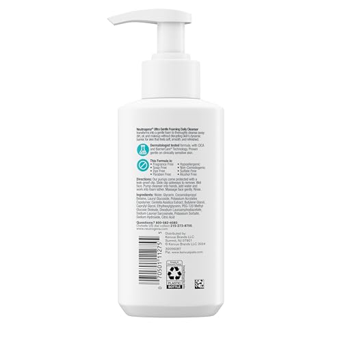 Neutrogena Ultra Gentle Foaming Facial Cleanser, Fragrance-Free, 5.8 fl oz
