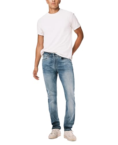 Buffalo David Bitton Men's Slim Ash Jeans, Authentic and Sanded Indigo, 44W x 32L