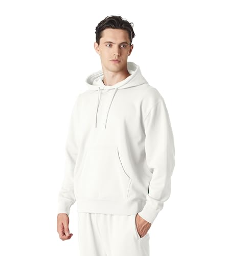 Future Planet Mens Globe Premium Pullover French Terry Soft Cotton Hoodie Sweatshirt Loose Fit (US, Alpha, Large, Regular, Regular, White)