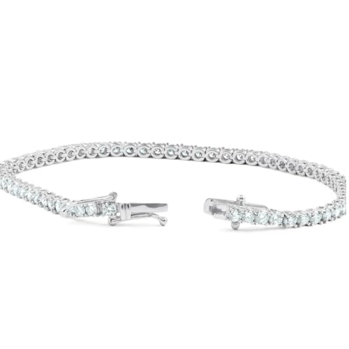 P3 POMPEII3 Pompeii 5 Carat TW Round Cut Lab Grown Diamond Tennis Bracelet 14k White Gold Lab Grown (FG,VS)