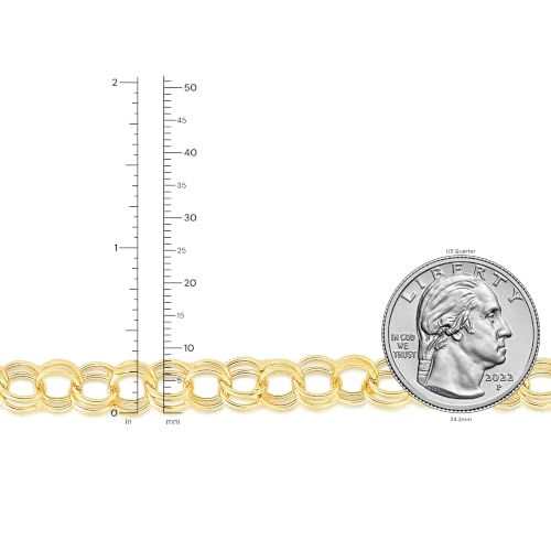 Floreo 14k Yellow Gold 8.25mm Lite Double Chino Link Charm Bracelet, 7.25 Inch