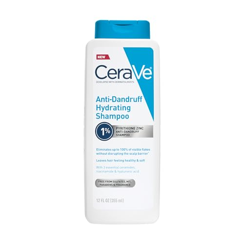 CeraVe Hydrating Anti Dandruff Shampoo, Itchy Scalp Treatment, 12oz