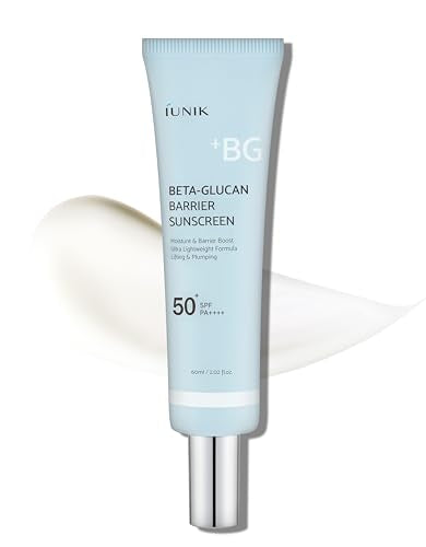 IUNIK Beta-Glucan Water Barrier Moisture Daily Sunscreen Matte & No White Cast SPF 50+ PA++++ Vegan Lifting & Plumping Moisturizing Daily Sun Cream for Dry Oily Sensitive Skin Korean Skincare