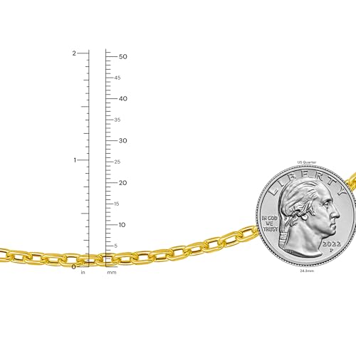 Floreo 14k Yellow Gold 3.3mm Cable Charm Link Chain Necklace, 18 Inch