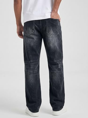 JMIERR Mens Denim Baggy Jeans Relaxed Fit Work Pants for Men Outdoor Casual Quiet Luxury Pants, L, Black