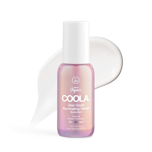 COOLA Dew Good SPF 30 Face Serum, Illuminating Glow Sunscreen, 1.15 oz