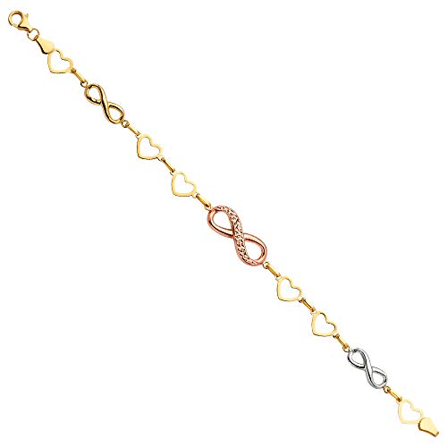 14k REAL Tri Color Gold Fancy Bracelet - 7.25"