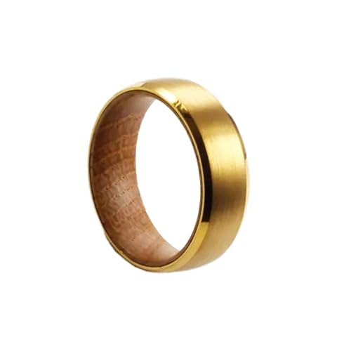 14K Gold Whiskey Barrel Rings For Men Tungsten Wedding Band 8mm Bourbon Barrel Ring Whiskey Barrel Wood Ring Unique Tungsten Ring