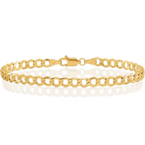 IceCarats 14K Yellow Gold 4.3mm Thick Curb Chain Link Bracelet, 7 inch