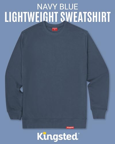 Kingsted Navy Blue Sweatshirt for Men – Super Soft Lightweight Sweater – Premium Terry Fabric – Classic Everyday Comfort Fit (Navy Blue, Large)