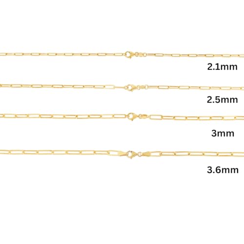 Floreo 10k Yellow Gold 3mm Paperclip Link Bracelet or Anklet, 10 inch