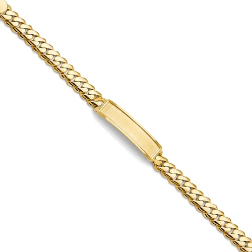 The World Jewelry Center 14k Yellow Gold Cuban Frame ID Bracelet - 7"