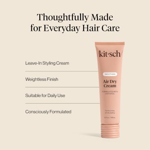 Kitsch Smoothing Air Dry Cream – With Castor Oil & Coconut Oil - 5 oz