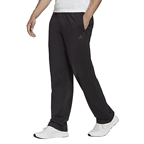 adidas Men's Essentials Warm-up Open Hem 3-stripes Tracksuit Bottoms, Black/Black, Large
