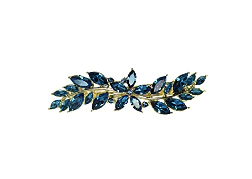 Faship Navy Blue Small Floral Hair Barrette Clip