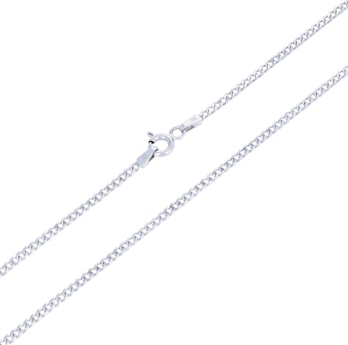 Nuragold 10k Real White Gold Cuban Curb Solid Link Chain Necklace - 2mm - 22"