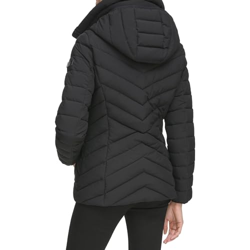 DKNY Women's Hooded Puffer Jacket, Black