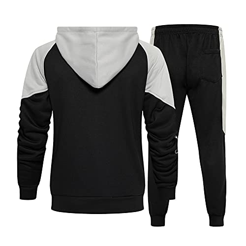CALUOMATT Men's tracksuit sets jogging suits 2 piece outdoor training activewear sweat outfits Black 2XL