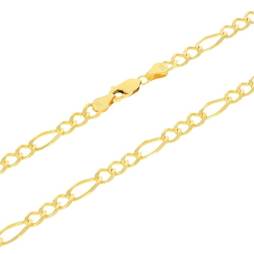 Nuragold 10k Real Yellow Gold Figaro Link 5.5mm Chain Necklace (16"-30") - 24"