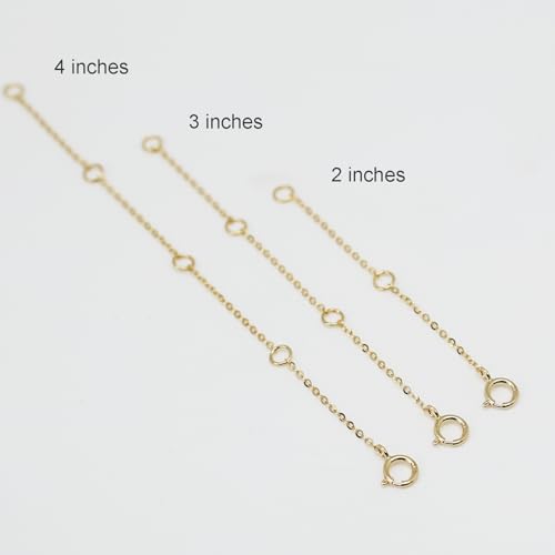 Lulau 14K Solid Gold Necklace Extender for Women 3"(14K Yellow Gold-3 Inch)