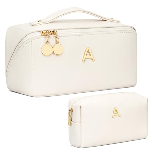 CLOUDWINGS Initial Makeup Bag Personalized Gift for Women Teen Girls