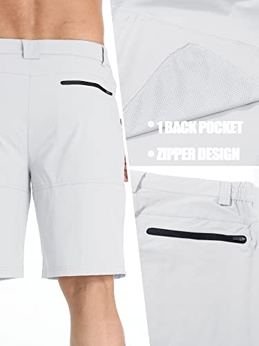 TACVASEN Mens Golf Shorts 10" Cargo Casual Dress Shorts Quick Dry Water Resistant Summer Hiking Travel Business Zipper Pockets White 30