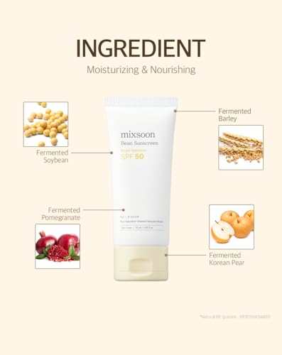 mixsoon Bean Sunscreen-Lightweight Airy Texture SPF 50 No Pilling Korean Sunscreen for Face, No White Cast, Non-Sticky Stocking Stuffers 50ml / 1.69 fl.oz. Korean Glass Skin Care (Bean, 1.69)