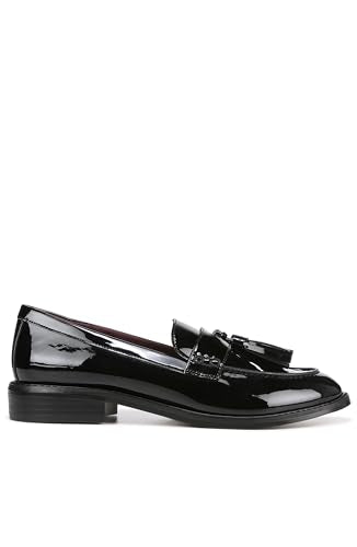 Franco Sarto Womens Carolynn Slip On Tassel Loafers Black Patent 9 W