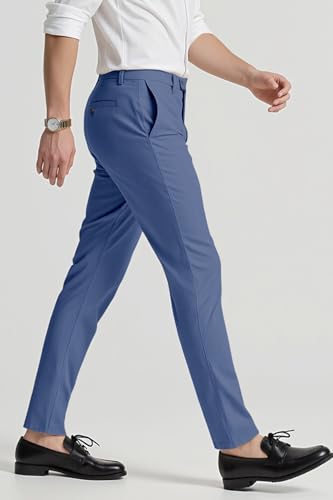 GINGTTO Mens Slim Fit Dress Pants Stretch Blue Tapered Skinny Slacks 32 (179–198 lbs)