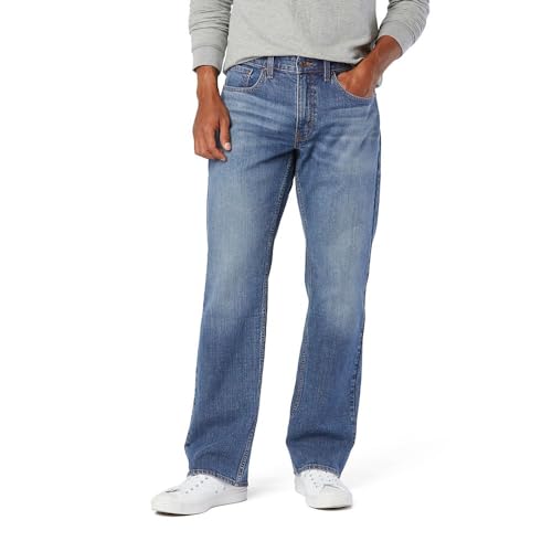 Levi Strauss Signature Gold Men's Relaxed Fit Flex Jeans, Hazy Horizon-Stretch Waistband, 28Wx32L