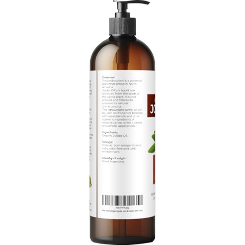 velona USDA Organic Jojoba Oil - 8 fl oz, Cold Pressed, with Pump